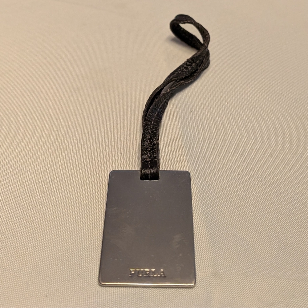 Furla Silver Keychain with Black Strap